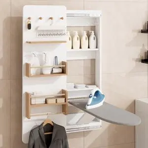 Wall Mounted Ironing Board Cabinet with Storage | Foldable Wall Ironing Board, Sliding Door, Space Saving Ironing Station, for Laundry Room Living Room Entrance Wall Mounted Ironing Board Cabinet with Storage | Foldable Wall Ironing Board, Sliding Door, Space Saving Ironing Station, for Laundry Room Living Room Entrance