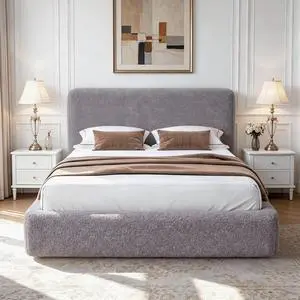 Queen Cloud Bed Frame with Headboard, Soft Boucle Bed Frame (Gray) | Upholstered Low Platform Bed, Anti-Collision Foam Cushion, Washable Cover, Modern Bedroom & Apartment, No Box Spring Needed Queen Cloud Bed Frame with Headboard, Soft Boucle Bed Frame (Gray) | Upholstered Low Platform Bed, Anti-Collision Foam Cushion, Washable Cover, Modern Bedroom & Apartment, No Box Spring Needed