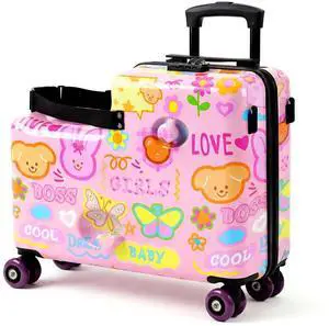 20" Kids Ride On Suitcase, Lightweight Hardshell Travel Luggage with Wheels | Child Safety Design, Built-In Safety Belt, Stable Footrest, 360° Spinner Wheels, TSA Lock, Cute Pattern, Organized Storage 20" Kids Ride On Suitcase, Lightweight Hardshell Travel Luggage with Wheels | Child Safety Design, Built-In Safety Belt, Stable Footrest, 360° Spinner Wheels, TSA Lock, Cute Pattern, Organized Storage