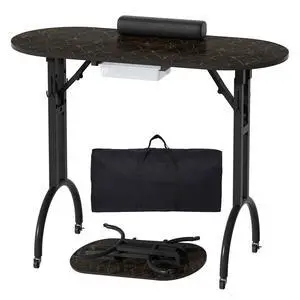 Foldable Nail Tech Desk, Portable Manicure Table for Home & Travel, Black | Portable Rolling Manicure Desk w/ Drawer, Mobile Foldable Nail Table, Wrist Cushion, Lockable Wheels, 4 Hooks, Carrying Case Foldable Nail Tech Desk, Portable Manicure Table for Home & Travel, Black | Portable Rolling Manicure Desk w/ Drawer, Mobile Foldable Nail Table, Wrist Cushion, Lockable Wheels, 4 Hooks, Carrying Case
