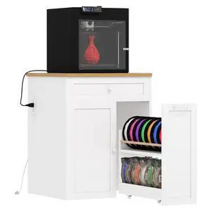 3D Printer Cabinet with Rolling Filament Storage Drawer | Wood Desktop, Built-in Power Outlet, Vibration-Reducing Design, Adjustable Shelf, Heavy Duty for Home Studio Office 3D Printer Cabinet with Rolling Filament Storage Drawer | Wood Desktop, Built-in Power Outlet, Vibration-Reducing Design, Adjustable Shelf, Heavy Duty for Home Studio Office