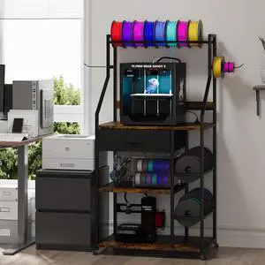 3D Printer Stand with Filament Storage, 3D Printer Rack with Drawer and Outlet, Heavy Duty Metal Frame 3D Printer Table with Locking Wheel for Home Office Studio Garage 3D Printer Stand with Filament Storage, 3D Printer Rack with Drawer and Outlet, Heavy Duty Metal Frame 3D Printer Table with Locking Wheel for Home Office Studio Garage