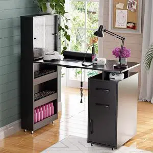 Manicure Table Nail Desk w/Glass Door Storage Cabinets & Wrist Rest, Beauty Salon Workstation, Acetone Resistant, with Dust Collector (Black) Manicure Table Nail Desk w/Glass Door Storage Cabinets & Wrist Rest, Beauty Salon Workstation, Acetone Resistant, with Dust Collector (Black)