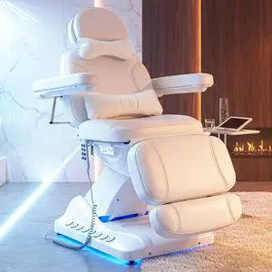 4-Motor Electric Massage Table with Built-in Charging Station, Dual Remote Control, Professional Spa Bed, Facial Chair for Esthetician, Salon & Medical, Adjustable Height & Angle, Rolling Base (White) 4-Motor Electric Massage Table with Built-in Charging Station, Dual Remote Control, Professional Spa Bed, Facial Chair for Esthetician, Salon & Medical, Adjustable Height & Angle, Rolling Base (White)