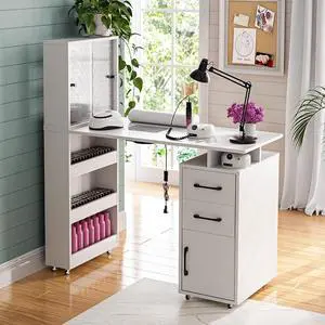Manicure Table Nail Desk for Nail Tech w/Glass Door Storage Cabinets & Wrist Rest, Beauty Salon Nail Supplies Decor Workstation Acetone Resistant, with Dust Collector (White) Manicure Table Nail Desk for Nail Tech w/Glass Door Storage Cabinets & Wrist Rest, Beauty Salon Nail Supplies Decor Workstation Acetone Resistant, with Dust Collector (White)