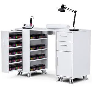 Manicure Table Nail Desk with Dust Collector & Storage (White) | Drawers, Cabinets, Shelves, Wrist Rest & 4 Dust Bags Included, Professional Nail Station for Beauty, Salon & Home Manicure Table Nail Desk with Dust Collector & Storage (White) | Drawers, Cabinets, Shelves, Wrist Rest & 4 Dust Bags Included, Professional Nail Station for Beauty, Salon & Home