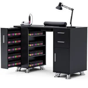 Manicure Table Nail Desk with Dust Collector & Storage (Black) | Drawers, Cabinets, Shelves, Wrist Rest & 4 Dust Bags Included, Professional Nail Station for Beauty, Salon & Home Manicure Table Nail Desk with Dust Collector & Storage (Black) | Drawers, Cabinets, Shelves, Wrist Rest & 4 Dust Bags Included, Professional Nail Station for Beauty, Salon & Home