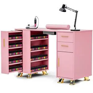 Manicure Table Nail Desk with Dust Collector & Storage (Pink) | Drawers, Cabinets, Shelves, Wrist Rest & 4 Dust Bags Included, Professional Nail Station for Beauty, Salon & Home Manicure Table Nail Desk with Dust Collector & Storage (Pink) | Drawers, Cabinets, Shelves, Wrist Rest & 4 Dust Bags Included, Professional Nail Station for Beauty, Salon & Home