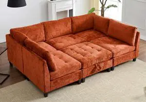 Modular Sectional Sofa, Chenille Cloud Couch with Storage Ottoman | Sturdy Wood Frame, Reinforced Coil Springs, Deep Seat, Thick Cushions, Flexible Configurations, Removable Washable Covers Modular Sectional Sofa, Chenille Cloud Couch with Storage Ottoman | Sturdy Wood Frame, Reinforced Coil Springs, Deep Seat, Thick Cushions, Flexible Configurations, Removable Washable Covers