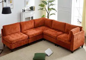 Modular Sectional Sofa, Chenille Cloud Couch with Storage Ottoman | Sturdy Wood Frame, Reinforced Coil Springs, Deep Seat, Thick Cushions, Flexible Configurations, Removable Washable Covers Modular Sectional Sofa, Chenille Cloud Couch with Storage Ottoman | Sturdy Wood Frame, Reinforced Coil Springs, Deep Seat, Thick Cushions, Flexible Configurations, Removable Washable Covers