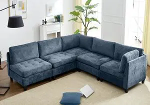 Modular Sectional Sofa, Chenille Cloud Couch with Storage Ottoman | Sturdy Wood Frame, Reinforced Coil Springs, Deep Seat, Thick Cushions, Flexible Configurations, Removable Washable Covers Modular Sectional Sofa, Chenille Cloud Couch with Storage Ottoman | Sturdy Wood Frame, Reinforced Coil Springs, Deep Seat, Thick Cushions, Flexible Configurations, Removable Washable Covers