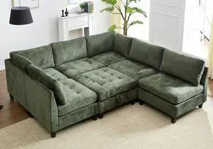 Modular Sectional Sofa, Chenille Cloud Couch with Storage Ottoman | Sturdy Wood Frame, Reinforced Coil Springs, Deep Seat, Thick Cushions, Flexible Configurations, Removable Washable Covers Modular Sectional Sofa, Chenille Cloud Couch with Storage Ottoman | Sturdy Wood Frame, Reinforced Coil Springs, Deep Seat, Thick Cushions, Flexible Configurations, Removable Washable Covers