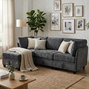 Oversized Modular Sectional Sofa with Storage, Chenille Convertible Couch | Storage Under Every Seat, Soft Chenille Fabric, Modular Design, Convertible Layout, Extra Deep Seats Oversized Modular Sectional Sofa with Storage, Chenille Convertible Couch | Storage Under Every Seat, Soft Chenille Fabric, Modular Design, Convertible Layout, Extra Deep Seats