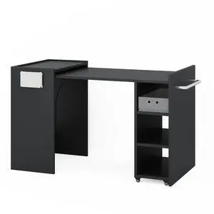 Foldable Manicure Table Nail Desk with Storage, Black Foldable Manicure Table Nail Desk with Storage, Black
