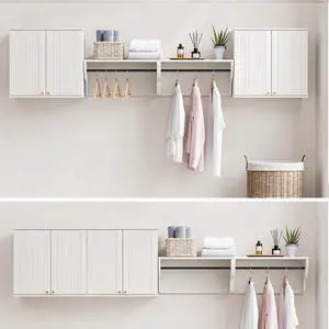 94" Wall Cabinets for Laundry Room Modern Wall Mounted Storage Cabinets | Wall Mounted, Storage Cabinets, Sturdy Towel Bar, 4-Piece Cabinet Set, for Laundry Room, Bathroom, Kitchen 94" Wall Cabinets for Laundry Room Modern Wall Mounted Storage Cabinets | Wall Mounted, Storage Cabinets, Sturdy Towel Bar, 4-Piece Cabinet Set, for Laundry Room, Bathroom, Kitchen