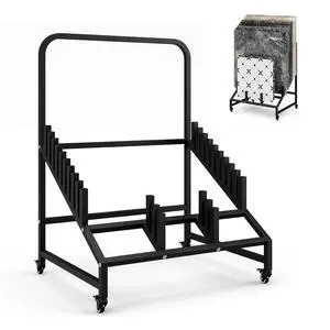12-Tier Rolling Tile Display Stand with Adjustable Slots, Heavy Duty Metal Tile Display Cart with Lockable Wheels for Display for Exhibition, Retail, and Trade Shows 12-Tier Rolling Tile Display Stand with Adjustable Slots, Heavy Duty Metal Tile Display Cart with Lockable Wheels for Display for Exhibition, Retail, and Trade Shows