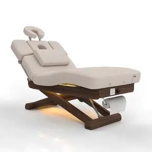 Electric Massage Table Esthetician Bed for Spa & Treatment (Beige) | 3 Motors Height Adjustable, Solid Wood Frame, Adjustable Backrest & Leg Rest, Soft Thick Cushion, Dual-End Face Cradle Design Electric Massage Table Esthetician Bed for Spa & Treatment (Beige) | 3 Motors Height Adjustable, Solid Wood Frame, Adjustable Backrest & Leg Rest, Soft Thick Cushion, Dual-End Face Cradle Design