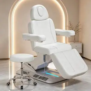 Fully Electric Massage Table, 3 Motor Adjustable Electric Esthetician Bed w/Dual-Side Foot Pedals, Handheld Remote & LED Light for Beauty Tattoo Spa Medical Treatment, Stool Included, White Fully Electric Massage Table, 3 Motor Adjustable Electric Esthetician Bed w/Dual-Side Foot Pedals, Handheld Remote & LED Light for Beauty Tattoo Spa Medical Treatment, Stool Included, White