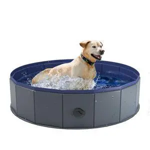 Foldable Dog Pool, Collapsible Plastic Dog Swimming Pool, 40x12in | Portable Bath Tub for Large Pets Dogs, Pet Wading Pool Indoor and Outdoor Use Foldable Dog Pool, Collapsible Plastic Dog Swimming Pool, 40x12in | Portable Bath Tub for Large Pets Dogs, Pet Wading Pool Indoor and Outdoor Use