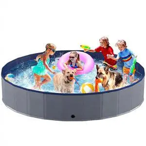 Foldable Dog Pool, Collapsible Plastic Dog Swimming Pool, 97x16in | Portable Bath Tub for Large Pets Dogs, Pet Wading Pool Indoor and Outdoor Use Foldable Dog Pool, Collapsible Plastic Dog Swimming Pool, 97x16in | Portable Bath Tub for Large Pets Dogs, Pet Wading Pool Indoor and Outdoor Use