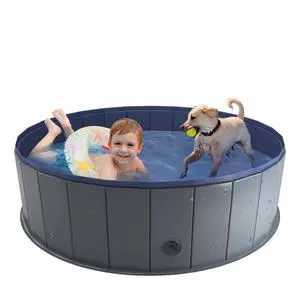 Foldable Dog Pool, Collapsible Plastic Dog Swimming Pool, 48x12in | Portable Bath Tub for Large Pets Dogs, Pet Wading Pool Indoor and Outdoor Use Foldable Dog Pool, Collapsible Plastic Dog Swimming Pool, 48x12in | Portable Bath Tub for Large Pets Dogs, Pet Wading Pool Indoor and Outdoor Use