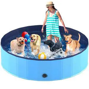 Foldable Dog Pool, Collapsible Plastic Dog Swimming Pool, 80x12in | Portable Bath Tub for Large Pets Dogs, Pet Wading Pool Indoor and Outdoor Use Foldable Dog Pool, Collapsible Plastic Dog Swimming Pool, 80x12in | Portable Bath Tub for Large Pets Dogs, Pet Wading Pool Indoor and Outdoor Use