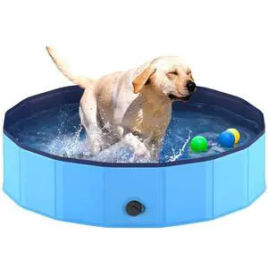 Foldable Dog Pool, Collapsible Plastic Dog Swimming Pool, 40x12in | Portable Bath Tub for Large Pets Dogs, Pet Wading Pool Indoor and Outdoor Use Foldable Dog Pool, Collapsible Plastic Dog Swimming Pool, 40x12in | Portable Bath Tub for Large Pets Dogs, Pet Wading Pool Indoor and Outdoor Use