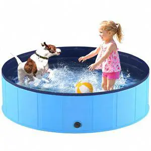 Foldable Dog Pool, Collapsible Plastic Dog Swimming Pool, 64x12 in | Portable Bath Tub for Large Pets Dogs, Pet Wading Pool Indoor and Outdoor Use Foldable Dog Pool, Collapsible Plastic Dog Swimming Pool, 64x12 in | Portable Bath Tub for Large Pets Dogs, Pet Wading Pool Indoor and Outdoor Use