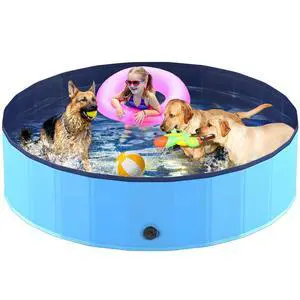 Foldable Dog Pool, Collapsible Plastic Dog Swimming Pool, 72x12 in | Portable Bath Tub for Large Pets Dogs, Pet Wading Pool Indoor and Outdoor Use Foldable Dog Pool, Collapsible Plastic Dog Swimming Pool, 72x12 in | Portable Bath Tub for Large Pets Dogs, Pet Wading Pool Indoor and Outdoor Use
