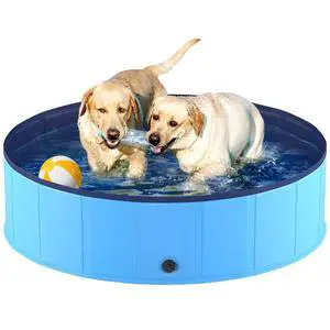 Foldable Dog Pool, Collapsible Plastic Dog Swimming Pool, 48x12 in | Portable Bath Tub for Large Pets Dogs, Pet Wading Pool Indoor and Outdoor Use Foldable Dog Pool, Collapsible Plastic Dog Swimming Pool, 48x12 in | Portable Bath Tub for Large Pets Dogs, Pet Wading Pool Indoor and Outdoor Use