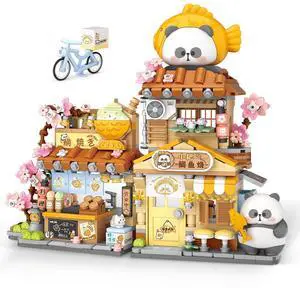 Japanese Street View Taiyaki Shop Building Kit, 858 Pcs | Taiyaki dessert cart, panda figure, street shop architecture, MOC mini brick model, ages 6-12 & adults, desk display Japanese Street View Taiyaki Shop Building Kit, 858 Pcs | Taiyaki dessert cart, panda figure, street shop architecture, MOC mini brick model, ages 6-12 & adults, desk display