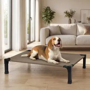 Elevated Outdoor Dog Bed, Raised Dog Bed with Steel Framed 42in | Cooling Elevated Pet Cot with Non-Slip Feet, and Waterproof, Washable, Breathable Teslin Mesh Elevated Outdoor Dog Bed, Raised Dog Bed with Steel Framed 42in | Cooling Elevated Pet Cot with Non-Slip Feet, and Waterproof, Washable, Breathable Teslin Mesh
