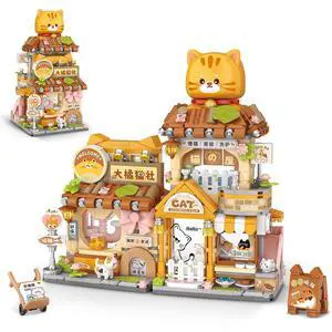 Street View Cute Cat Shop Mini Building Blocks, MOC Creative Building Toys Cute Animals Building Set for Girls 6-12, Simulation Architecture Construction Toy, Gift Idea for Kids Adults (917 PCS) Street View Cute Cat Shop Mini Building Blocks, MOC Creative Building Toys Cute Animals Building Set for Girls 6-12, Simulation Architecture Construction Toy, Gift Idea for Kids Adults (917 PCS)