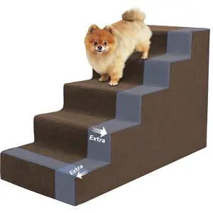 Dog Stairs for Small Dog and Cats,23H Non-Slip Bottom Pet Steps for High Beds and Couch,High-Density Foam Pet Stairs Brown,5 Steps Dog Stairs for Small Dog and Cats,23H Non-Slip Bottom Pet Steps for High Beds and Couch,High-Density Foam Pet Stairs Brown,5 Steps