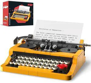 Retro Typewriter Building Set Compatible with Lego Mini Model | Retro typewriter with platen roller, printed paper and 26 keys creates a nostalgic model for creative play and desk display. Retro Typewriter Building Set Compatible with Lego Mini Model | Retro typewriter with platen roller, printed paper and 26 keys creates a nostalgic model for creative play and desk display.