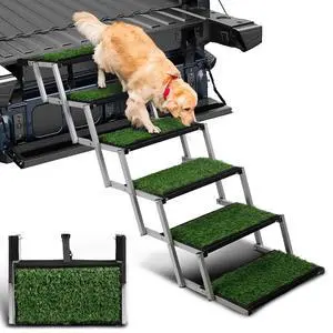 Grass Dog Stairs for Car,Non-Slip Folding Dog Ramps for Large Dogs,6 Steps | Extra Wide Portable Doggy Steps for Cars, SUV, Trucks,Pet Ramp Supports Up to 250 lbs Grass Dog Stairs for Car,Non-Slip Folding Dog Ramps for Large Dogs,6 Steps | Extra Wide Portable Doggy Steps for Cars, SUV, Trucks,Pet Ramp Supports Up to 250 lbs