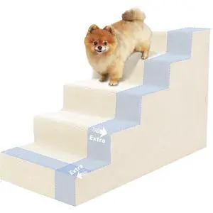Dog Stairs for Small Dog and Cats,23H Non-Slip Bottom Pet Steps for High Beds and Couch,Extra Wide High-Density Foam Pet Stairs White,5 Steps Dog Stairs for Small Dog and Cats,23H Non-Slip Bottom Pet Steps for High Beds and Couch,Extra Wide High-Density Foam Pet Stairs White,5 Steps