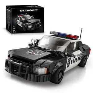 Police Pursuit Car Building Set Compatible with Lego 404pc | Black-and-white pursuit car has a roof light bar, grille guard, side graphics and antenna for realistic play and display. Police Pursuit Car Building Set Compatible with Lego 404pc | Black-and-white pursuit car has a roof light bar, grille guard, side graphics and antenna for realistic play and display.