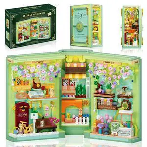 Floral Book Nook Building Set with Light, Compatible with Flowers DIY Booknook Building Block kit for Home Decor Bookshelf, 1106 PCS Bookend House Building Toy Gift for Adult 14+ Floral Book Nook Building Set with Light, Compatible with Flowers DIY Booknook Building Block kit for Home Decor Bookshelf, 1106 PCS Bookend House Building Toy Gift for Adult 14+