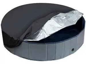 Round Dog Pool Cover, Foldable Pet Swimming Pool Cover, Waterproof Dustproof and Washable Pool Protective Cover with Drawstring Design, 80 x 12 Inches Round Dog Pool Cover, Foldable Pet Swimming Pool Cover, Waterproof Dustproof and Washable Pool Protective Cover with Drawstring Design, 80 x 12 Inches