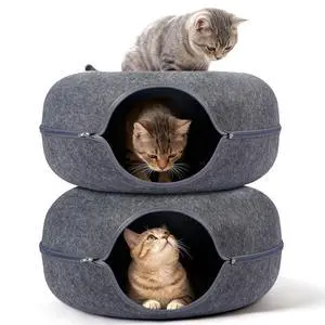 Peekaboo Cat Cave Bed for Indoor Cats, Scratch-Resistant Cat Donut Tunnel for Multiple & Large Cats, Detachable Round Cat Hideaway for Playing, Sleeping and Hiding Peekaboo Cat Cave Bed for Indoor Cats, Scratch-Resistant Cat Donut Tunnel for Multiple & Large Cats, Detachable Round Cat Hideaway for Playing, Sleeping and Hiding