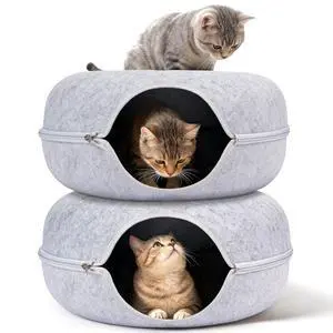 Peekaboo Cat Cave Bed for Indoor Cats, Scratch-Resistant Cat Donut Tunnel for Multiple & Large Cats, Detachable Round Cat Hideaway for Playing, Sleeping and Hiding Peekaboo Cat Cave Bed for Indoor Cats, Scratch-Resistant Cat Donut Tunnel for Multiple & Large Cats, Detachable Round Cat Hideaway for Playing, Sleeping and Hiding