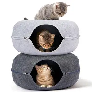 Peekaboo Cat Cave Bed for Indoor Cats, Scratch-Resistant Cat Donut Tunnel for Multiple & Large Cats, Detachable Round Cat Hideaway for Playing, Sleeping and Hiding Peekaboo Cat Cave Bed for Indoor Cats, Scratch-Resistant Cat Donut Tunnel for Multiple & Large Cats, Detachable Round Cat Hideaway for Playing, Sleeping and Hiding