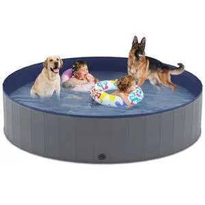 Foldable Dog Pool, Collapsible Plastic Dog Swimming Pool, 72x12in | Portable Bath Tub for Large Pets Dogs, Pet Wading Pool Indoor and Outdoor Use Foldable Dog Pool, Collapsible Plastic Dog Swimming Pool, 72x12in | Portable Bath Tub for Large Pets Dogs, Pet Wading Pool Indoor and Outdoor Use