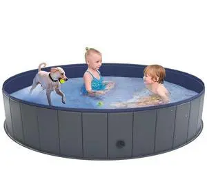 Foldable Dog Pool, Collapsible Plastic Dog Swimming Pool, 64x12in | Portable Bath Tub for Large Pets Dogs, Pet Wading Pool Indoor and Outdoor Use Foldable Dog Pool, Collapsible Plastic Dog Swimming Pool, 64x12in | Portable Bath Tub for Large Pets Dogs, Pet Wading Pool Indoor and Outdoor Use