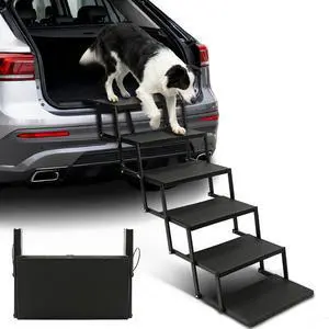 Dog Steps for Car and Truck, 30.7" H Foldable Dog Stairs for Large Dogs, Collapsible Plastic Pet Stairs Supports Up to 350 lbs, 6 Steps Dog Steps for Car and Truck, 30.7" H Foldable Dog Stairs for Large Dogs, Collapsible Plastic Pet Stairs Supports Up to 350 lbs, 6 Steps