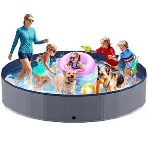 Foldable Dog Pool, Collapsible Plastic Dog Swimming Pool, 88x16in | Portable Bath Tub for Large Pets Dogs, Pet Wading Pool Indoor and Outdoor Use Foldable Dog Pool, Collapsible Plastic Dog Swimming Pool, 88x16in | Portable Bath Tub for Large Pets Dogs, Pet Wading Pool Indoor and Outdoor Use