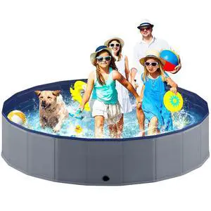 Foldable Dog Pool, Collapsible Plastic Dog Swimming Pool, 80x16in | Portable Bath Tub for Large Pets Dogs, Pet Wading Pool Indoor and Outdoor Use Foldable Dog Pool, Collapsible Plastic Dog Swimming Pool, 80x16in | Portable Bath Tub for Large Pets Dogs, Pet Wading Pool Indoor and Outdoor Use