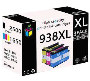 938XL High Yield Ink Cartridge Replacement for HP 938 938XL Ink Cartridge for HP OfficeJet Pro 9110b 9120 9130 9720 9730 Printers,Color 938XL High Yield Ink Cartridge Replacement for HP 938 938XL Ink Cartridge for HP OfficeJet Pro 9110b 9120 9130 9720 9730 Printers,Color