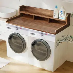 58" Washer Dryer Countertop with Shelf, Stop Edge and Non-slip Pads, Walnut | Wooden Laundry Countertop, 58" x 28" Double Layer Topper for Laundry Room Organization Hamper Counter, Sorting, Folding 58" Washer Dryer Countertop with Shelf, Stop Edge and Non-slip Pads, Walnut | Wooden Laundry Countertop, 58" x 28" Double Layer Topper for Laundry Room Organization Hamper Counter, Sorting, Folding
